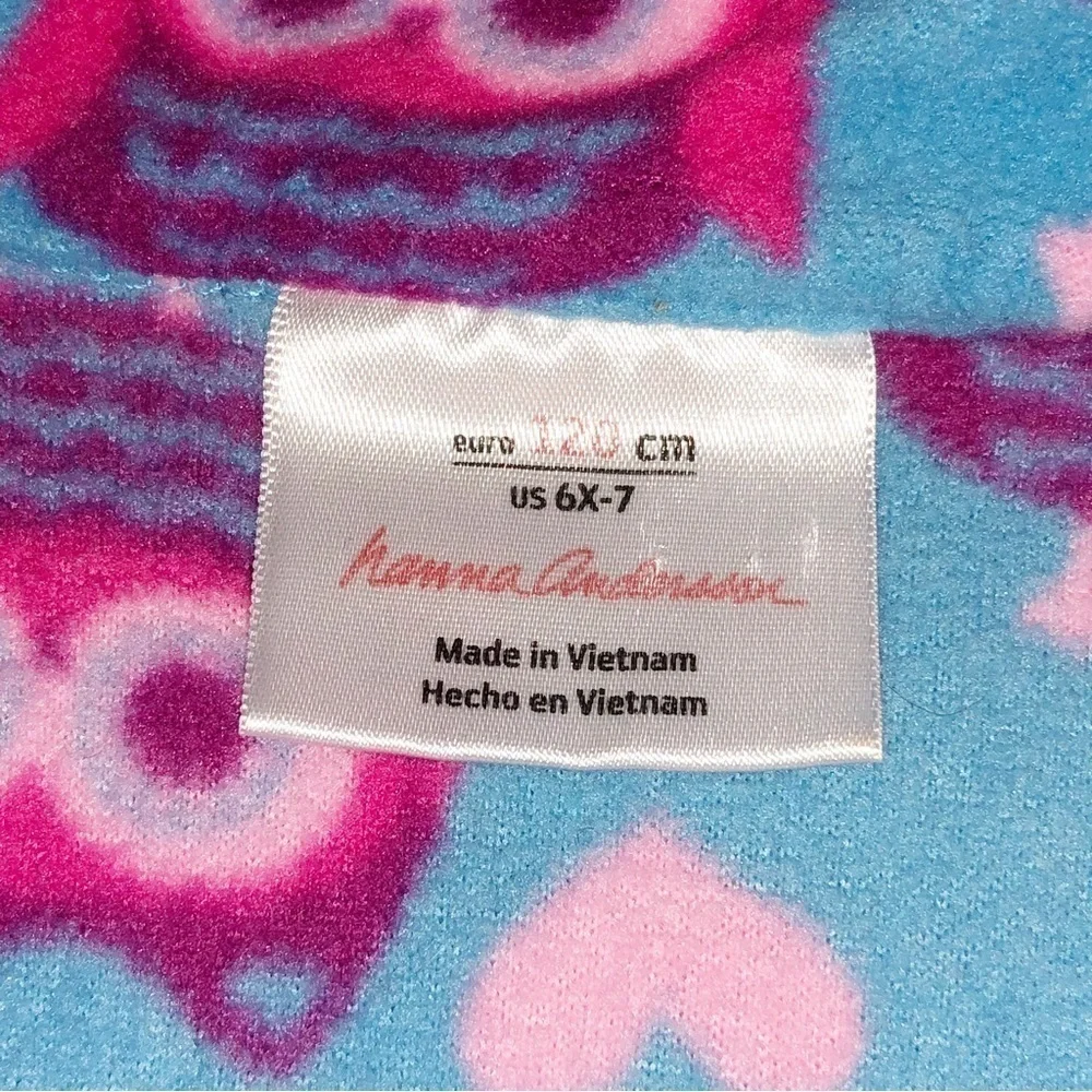 Hanna Andersson Blue and Purple Owl Fleece Pullover Size 6-7 (120)